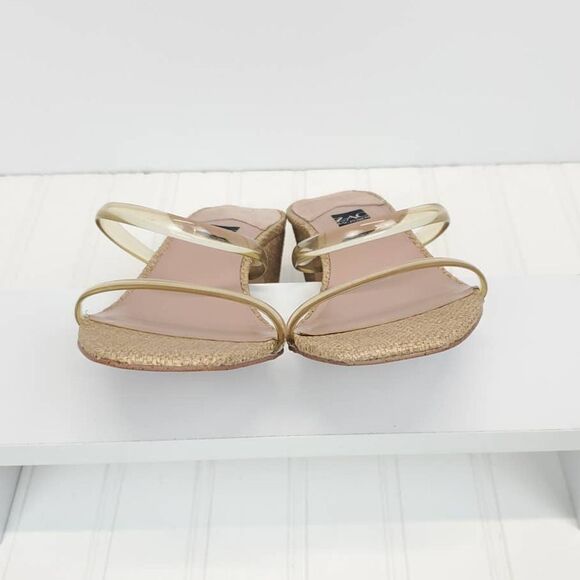 ZAC Zac Posen  US 9.5  Block Heels Saint Slide Sandals in Cashew Fabric - Picture 8 of 10